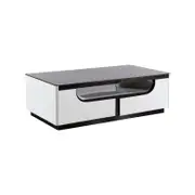 Our Home Gisella Luxury Rectangular Tempered Glass Wooden Coffee Table - Black & White