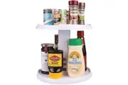 Adjustable 2 Tier Turntable Kitchen Pantry Storage Fridge Organiser 25.5cm