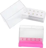 Gogogmee 2pcs Nail Drill Bit Storage Case Durable Plastic Organizer for Polishing Heads Each and Easy to Find and Maintain Neatness for Nail Tools