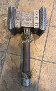 World of warcraft Doom Hammer 1:1 Weapon with Fur Handle 100% Metal 21.5 " Long