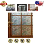 Blue Floral Pattern Window Tint - Privacy Enhancing Static Cling Film 35.4x157.5