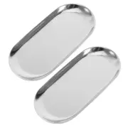 2 Pcs Tip Tray Server Trays for Restaurant Silver Serving Decorative Oval