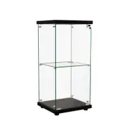 Stacked Display Cabinet Collection Storage Tempered Glass 2 Tier - Black