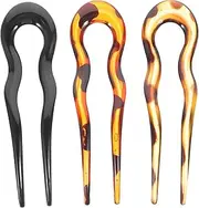 minkissy French Hair Pin for Buns U Shaped 3pcs Hair Forks French Hair Pins Vintage Hair Bun Sticks Chignon Pin Women Updo Hair Accessories