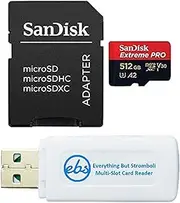 SanDisk 512GB microSD Extreme PRO Memory Card with Adapter Compatible with DJI OSMO Pocket 3 Gimbal Camera (SDSQXCD-512G-GN6MA) Bundle with (1) Everything But Stromboli MicroSDXC & SD Card Reader