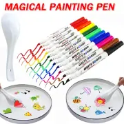 12PCS Magical Water Painting Pen Magic Doodle Drawing Pens Multicolor With Spoon