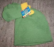 New w/ tags Bright Star Products LLC KIDS HAT AND MITTEN SET GREEN DINO yellow &