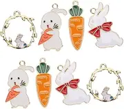 [Generic] 40pcs Rabbit DIY Pendant Bead Bracelet Making Kit Clay Bead Kit Rabbit Bead Kits Shower Games Charms Bunny Piggy Talking Cactus Rabbit Pendant Alloy