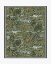 245' x 305' | Machine Washable Runner Rug | Kid & Pet Friendly | Indoor Rug | Owl & Willow Green Rug by Morris & Co. | Ruggable