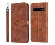 For Samsung Galaxy S10 Plus Cover with Kickstand - Brown