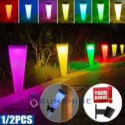 1/2pcs Solar Garden Lights RGB Color Changing Waterproof Fence Stairs Wall Lamp