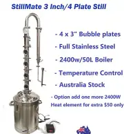 StillMate 240V/2400W/50L SS304 3"x4 Plate MicroDistillery Temperature Controlled