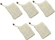 Baluue Soap Net Bags Lanyard 5pcs Sisal Drawstring Soap Bag Exfoliating Meshes for Family