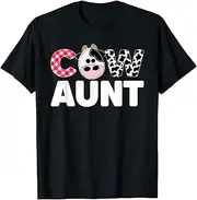 [X.Style] Aunt of The Birthday Girl Shirt Farm Cow Aunt Auntie 1st ds058 T-Shirt (S) Black