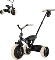 QPlay Toddler Tricycles for 2 to 6 Year olds-2 in 1 Kid's Trikes Bike with Push Handles Adjustable & Removable, Push Bike with Toy Storage Basket for Boys & Girls Tricycle Gift (Black)