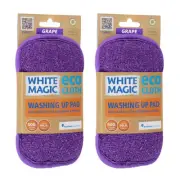 2x White Magic Eco Cloth Glass/Dish/Cutlery Washing Sponge/Wipe/Pad Grape