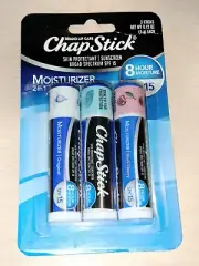 3 ChapStick Lip Moisturizer Original, Cool Mint, Black Cherry Spf 15 0.15Oz Each