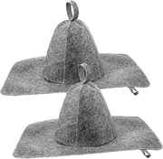 BATHVEVE Comfy Felt Sauna Hat Floor Mat Set of 2 Grey Steam Room Spa Bathing Supplies
