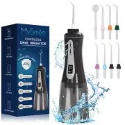 MySmile Portable Water Flosser Oral Irrigator 8 Jet Tips Cordless Dental Floss