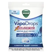Vicks VapoDrops Xtra Strong Menthol Blast Lozenges 16 Pack