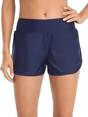 [Colloyes] Women's High Waisted Swim Board Shorts Swimsuit Quick Dry Beach Shorts for Women with Liner