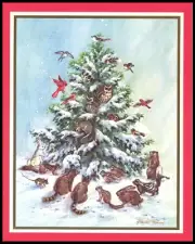Greeting Card - Chipmunk Rabbit Skunk Squirrel - Phyllis Howard - Christmas 0785