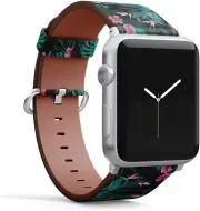 with Monstera Leaf and Bird of Paradise Flower) Patterned Lea (Tropical Pattern