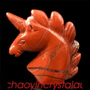 1pc Natural red jasper unicorn skull quartz crystal carved reiki healing 2''
