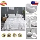 Eco-Friendly Belgian Linen Sheet Set: Soft 4-Piece Full Size Bedding in White