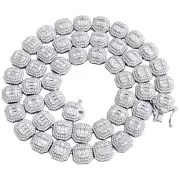 Sterling Silver Round & Baguette Moissanite Octagon Tier 22" Necklace 26.73 CT.
