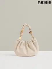 Reiss Off White Erin Leather Bead-Handle Pouch Bag (F53744) | $295