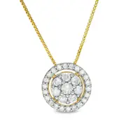 0.75 CT. T.W. Composite Natural Diamond Frame Pendant in 10K Yellow Gold