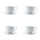 4x Maxwell & Williams White Basics Diamonds 220ml Tea Cup & Saucer Rnd Porcelain