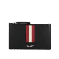 在飛比找PChome24h購物優惠-BALLY Tenley 紅白條紋防刮牛皮拉鍊卡片夾/零錢包