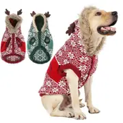 Winter Warm Knitted Reindeer Pullover Christmas Hooded for Small, Medium Dogs
