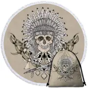 Native American Chief Skull Beach Towel