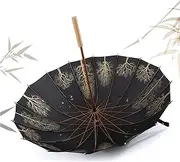 Durable Chinese Style Umbrella Classic Extra Large Straight Stick Umbrella Canopy Vented Golf Umbrella with Bamboo Handle Super-Strength