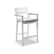 Outdoor Capri Aluminium And Teak Timber Bar Stool - White