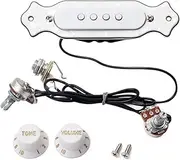 UPKOCH Pre String Soundhole Pickup with Volume Tone Control Knob Durable Shell Sound Board Compatible with Cigar Box Guitars White