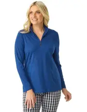 [Fella Hamilton] Hedrena Zip Polo Long Sleeve Top in Imperial Blue