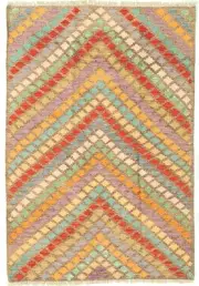 Vintage Hand Woven Carpet 4'1" x 6'0" Traditional Wool Kilim Rug