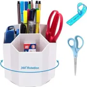 Desk Pencil Pen Holder, Rotating Pen Organizers 360-Degree 5 Grid Pen Holder