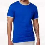 Champion Men's Embroidered Ringer Tee Blue Grey M