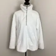 Abercrombie & Fitch Cream Faux Fur Fleece Lined Quarter Zip Pullover Size XL