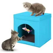 Collapsible Cat House, Foldable Kitty Cat Cube and Cat Cave with Bed, Cat Sto...