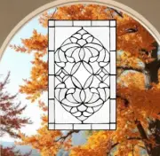 Tiffany Style Stained Glass Floral Suncatcher Window Panel Clear 12x20in