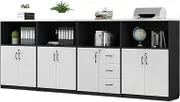 File Cabinet White/Black Wooden File Cabinet Multiple Combination Pack Removable Multi-Door Multi-Drawer Storage Cabinet Office Drawer