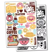 Breakfast Brunch Pancakes Donuts Bacon Eggs Temporary Tattoo Fake Body Art Set