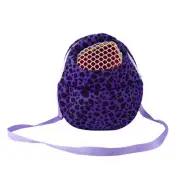(Leopard Purple M)Pet Carrier Short Plush Hamster Rat Chinchilla Ferret