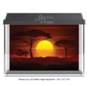 Sunset African Savanna Polyester Fish Tank Glass Backdrop Aquarium Background